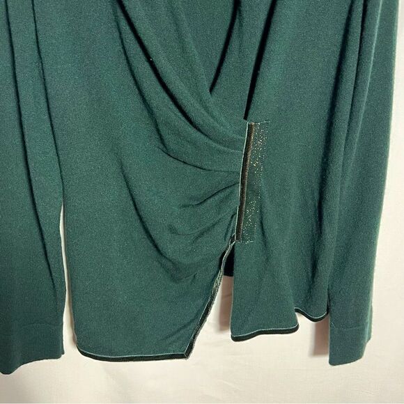 Lafayette 148 New York Cashmere Faux Wrap Sweater in Spruce XL - Picture 2 of 7
